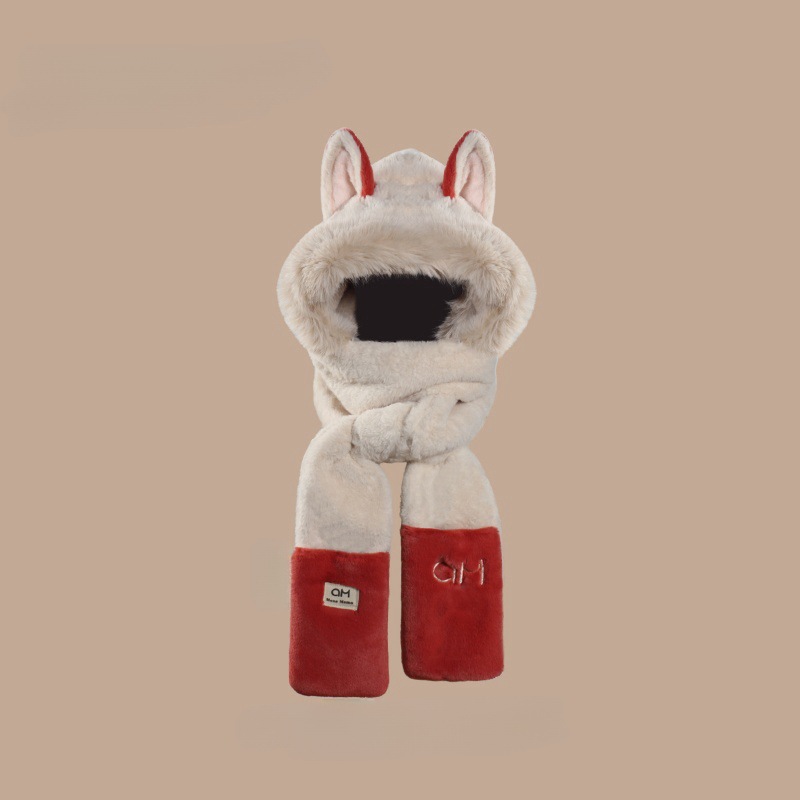 Picture of Winter New Fire Fox Plush Hat Scarf Women's Gloves One Three-piece Set Student Cold-proof Warm Thickened
