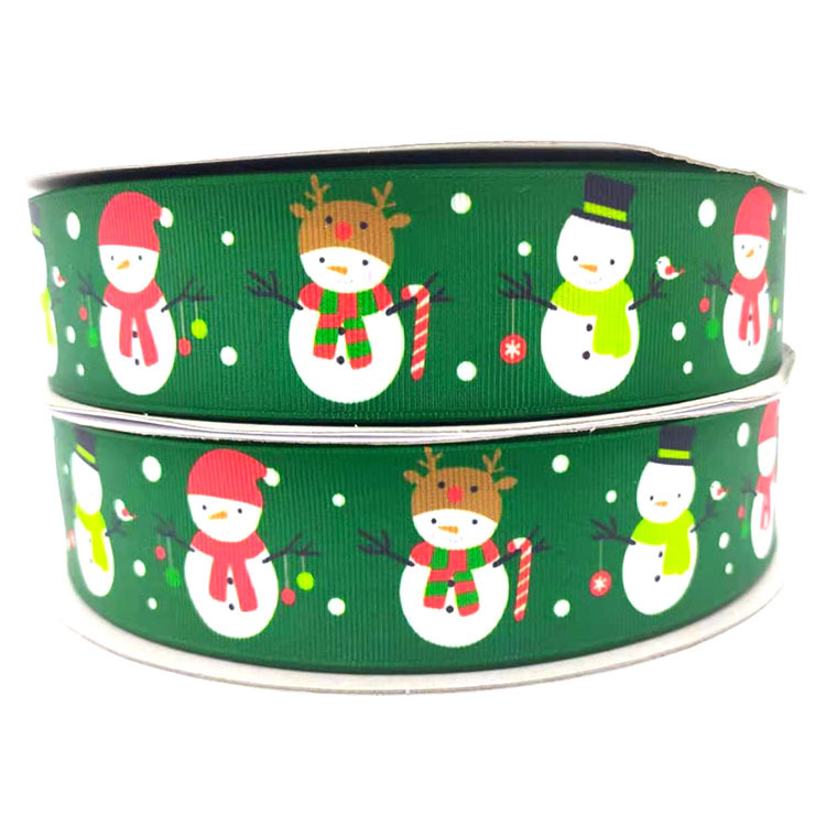Picture of Customized 2.5cm Wide Heat Transfer Ribbed Ribbon Christmas Gift Wrapping Ribbon DIY Bow Cross-Border Exclusive Supply