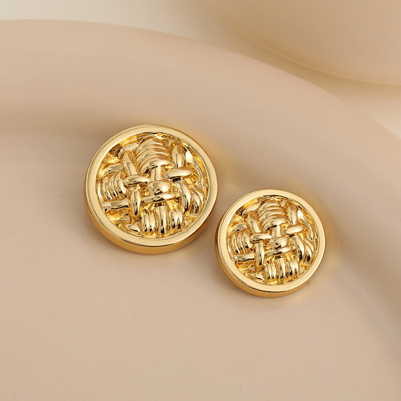 Xiaoxiang Style Woven Pattern Metal Button Advanced Sense Coat Windbreaker Knitted Sweater Button Decorative Buckle All-match