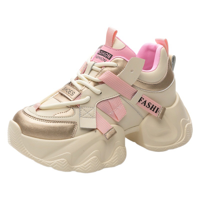 986 Internet Celebrity Popular Genuine Leather Women's Shoes 2025 Spring and Summer New Platform Thick Sole Inner Heightening Sports and Casual Shoes Old