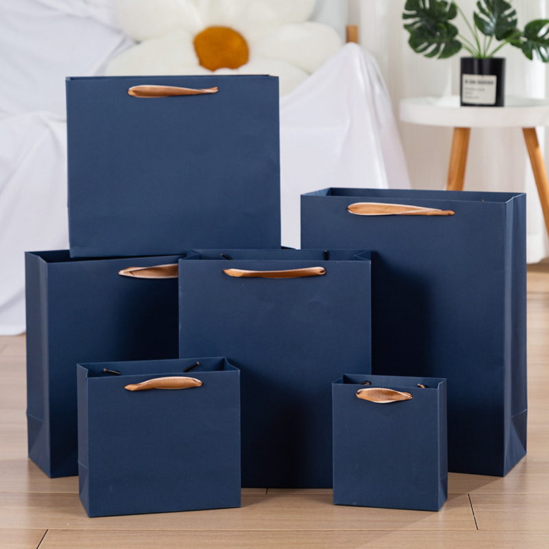 Picture of High-end specialty paper tote bag light luxury gift bag paper bag dark blue tote bag