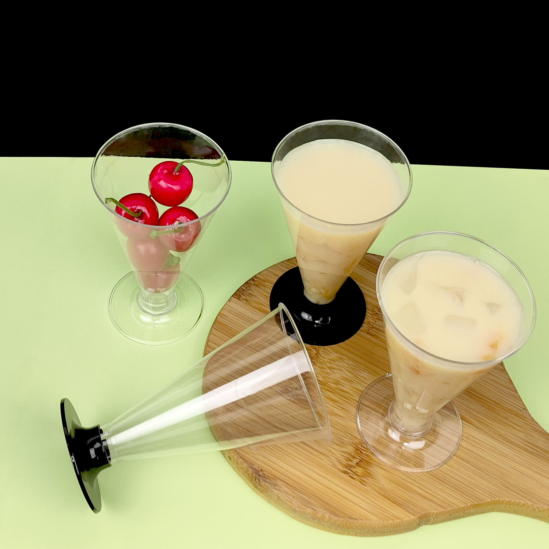 Transparent goblet red wine glass disposable tapered plastic mousse cup jelly cup milk tea cup Wood chaff Cup 500 pieces