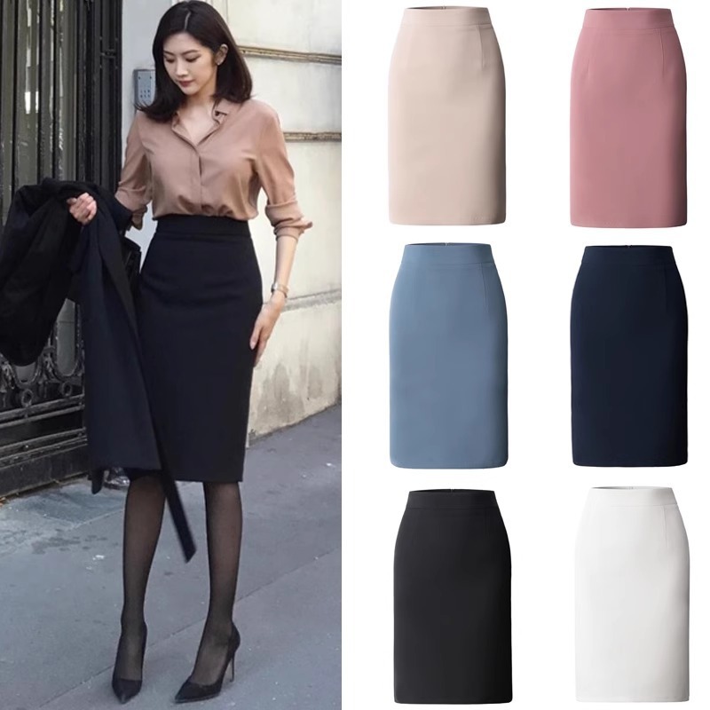 2025 Spring/Summer New Commuter Slimming Ol Professional Mid-Length Skirt High-Waisted Pencil Skirt Workwear