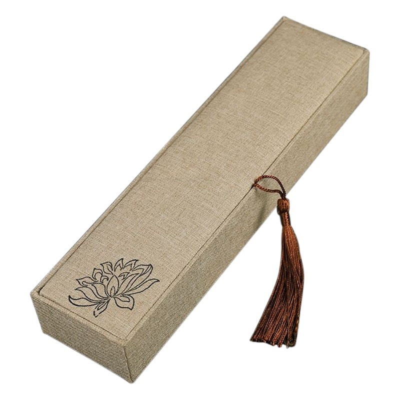 Jewelry Box antique style Wenwan storage box high-end tassel linen necklace bracelet box peach wooden hairpin gift box packaging box