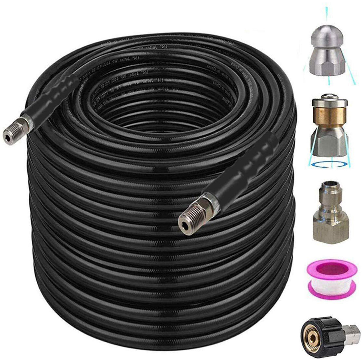 1/ 4inch 30m 4600PSI Pressure Washer Sewer Jet Kit Drain Cleaner Hose