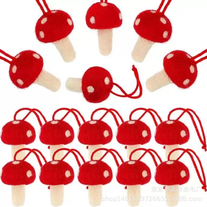 Cross-border wool felt DIY poke small mushroom children's hair accessories production material color three-dimensional matsutake mushroom