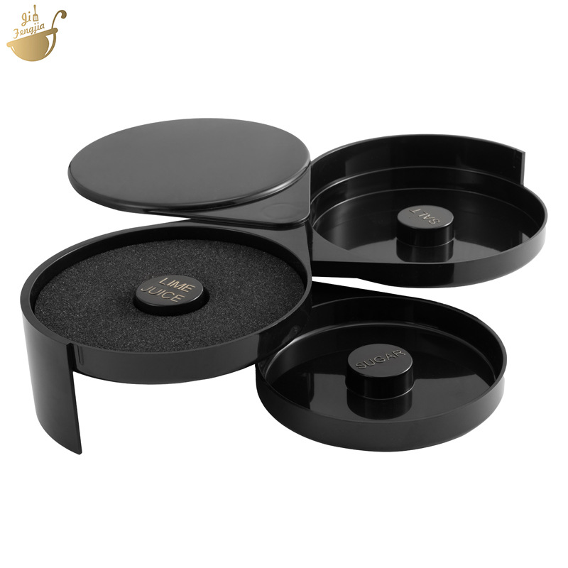 Picture of Cross-border margarita cocktail box three-layer plastic salt-side box for bartender bar seasoning box sugar-side box