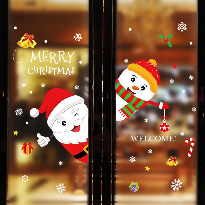 Picture of Wall Stickers Manufacturer Wholesale Christmas New Santa Claus Snowman Door Stickers Removable Decorative Christmas Wall Stickers Xh6253