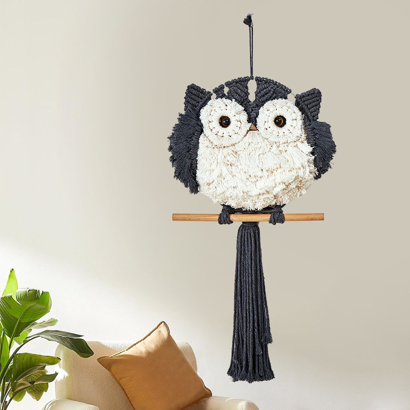 Creative Handmade Woven Owl Tapestry Nordic Home Decorative Wall Decoration Modern Simple Room Bedroom Wall Hanging