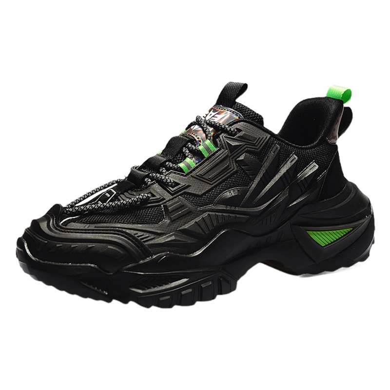 Men's Shoes Spring New Mesh sneaker Men's Running Casual Shoes Interior Height Increase Pure Black All-match Torre Trendy Shoes