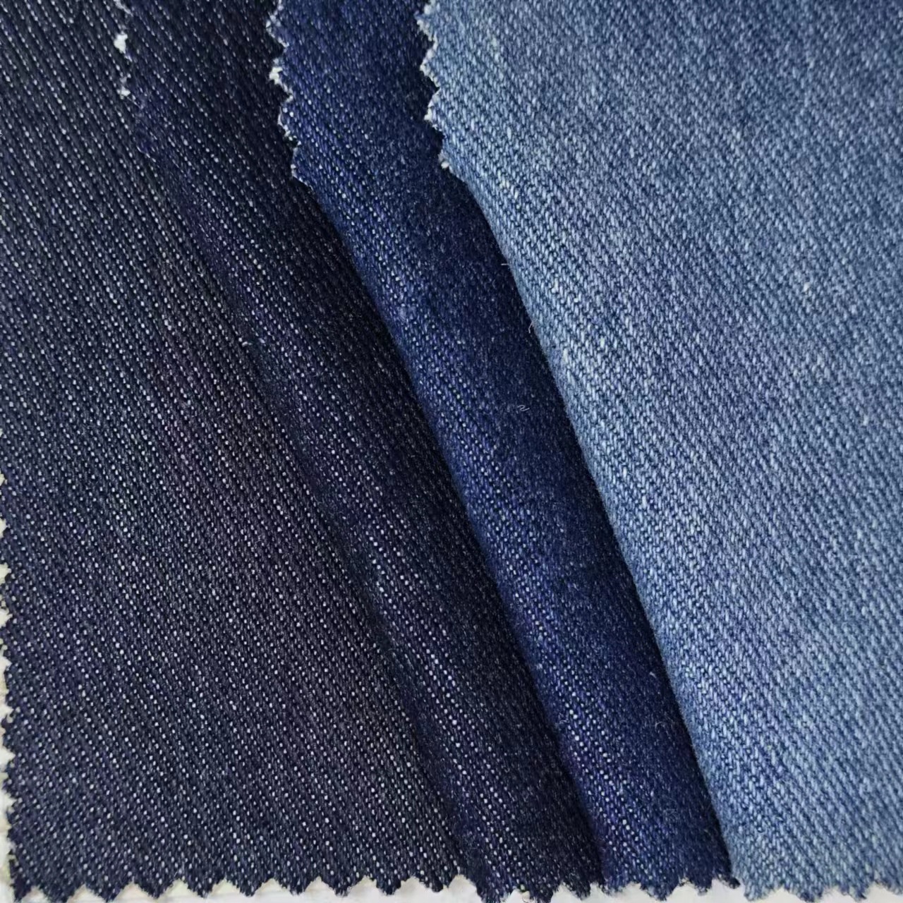 7*7 left oblique blend non-elastic Denim fabric autumn and winter men's straight pants jacket apron denim in stock 707