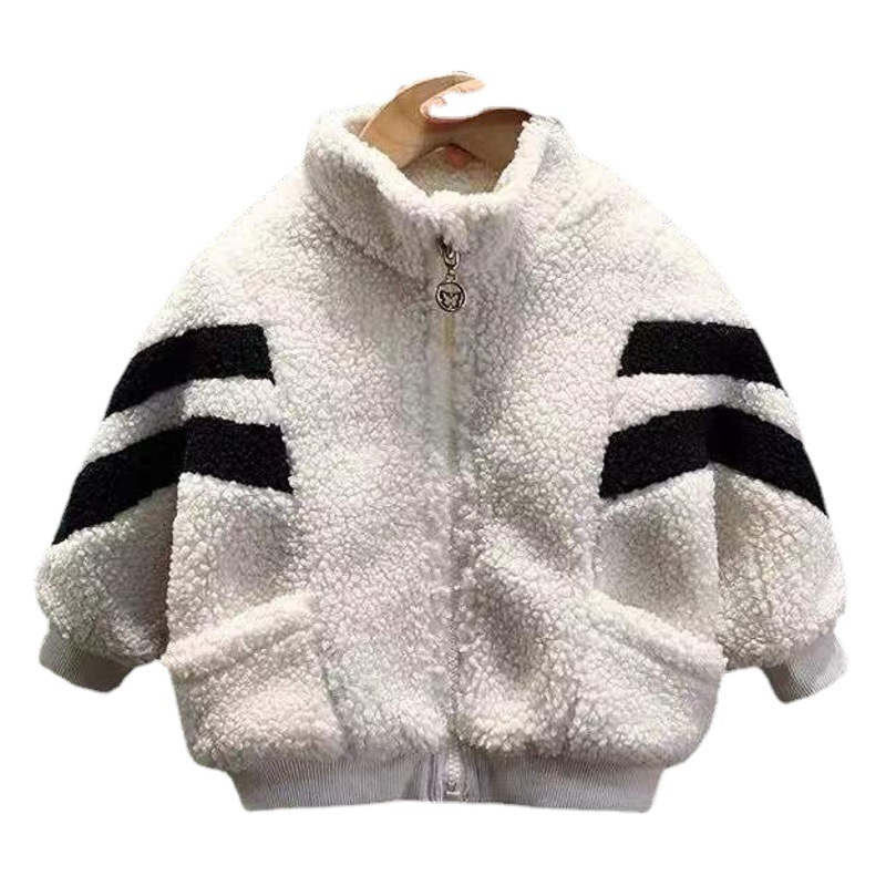 Picture of Children's Winter Clothing for Boys, Lamb Wool Jacket with Fleece Lining, Thickened for Older Children, Long-Sleeve Zipper, Girls' Lamb Wool Sweatshirt