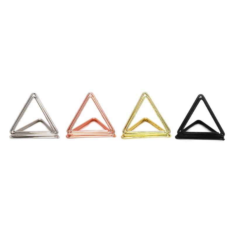 Factory creative triangle business card holder table number rack desktop note holder vertical metal message holder bright letter photo holder