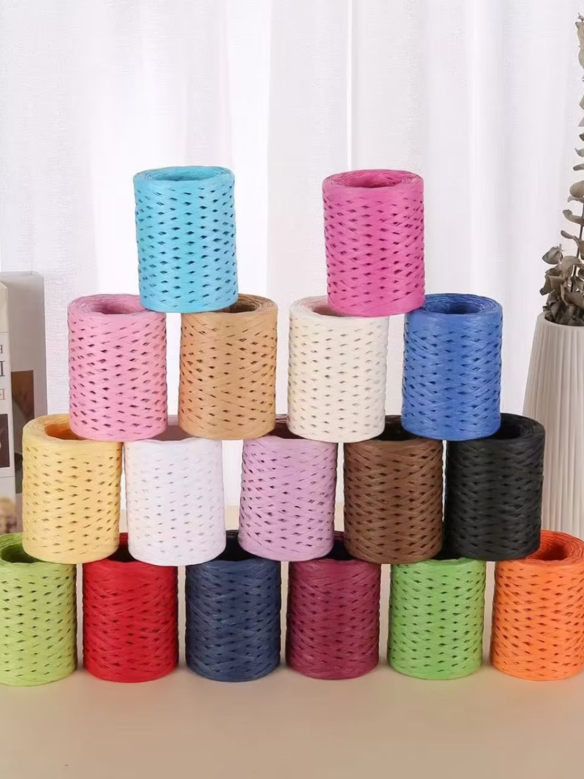 Raffia thread Lafite hat braided thread straw hat woman hand-woven hook bag bag material raffia grass DIY wrapping paper rope