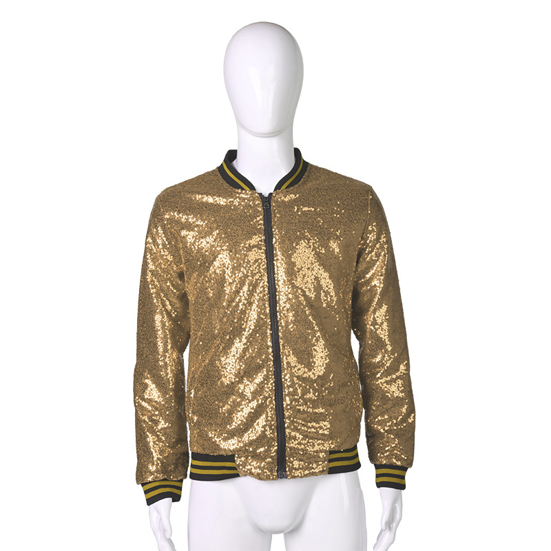 Picture of Foreign Trade Men's plus size Amazon AliExpress Loose Sequin Dance Clothes Zipper Cardigan Jacket Selling Explosions