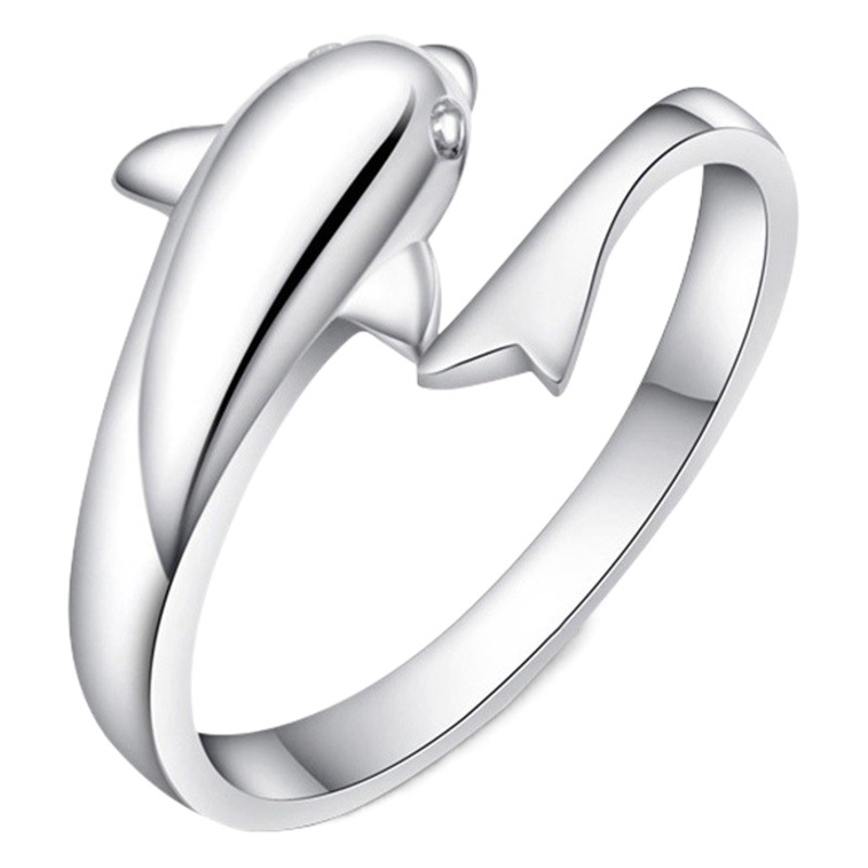 Zhen Rong copper silver plated ring romantic dolphin lovers open ring fashion ring manufacturers a generation of hair
