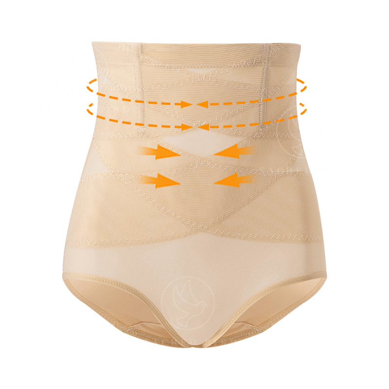 Picture of Sexy Mesh Stitching Strong Abdominal Belt Postpartum Recovery Underwear High Waist plus size Breathable Wave Bottom Women's Shaping Pants
