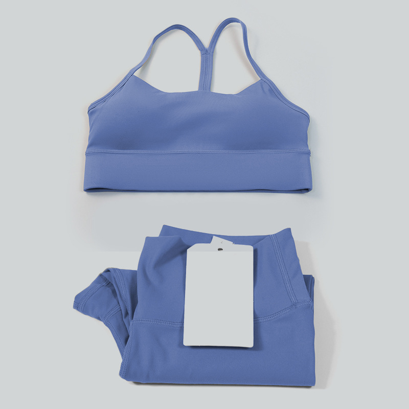Cross-Border Popular Yoga Sports Bra and Matching Yoga Pants Two-Piece Set High-Waisted Tummy Control Fitness Seamless Cropped Pants