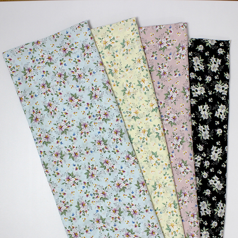 Cross-border direct supply polyester Matt plain fabric hibiscus linen printed fabric floral dress shirt skirt cloth