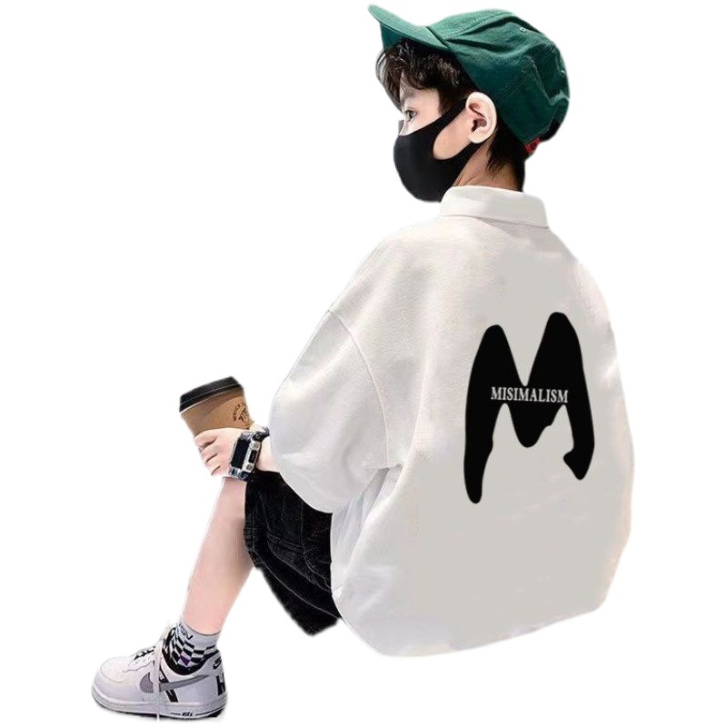Children's Wear Boy's Summer Fashion Brand Short-sleeved T-shirt 2023 New Style Big Children's Summer Cotton Polo Shirt Stylish