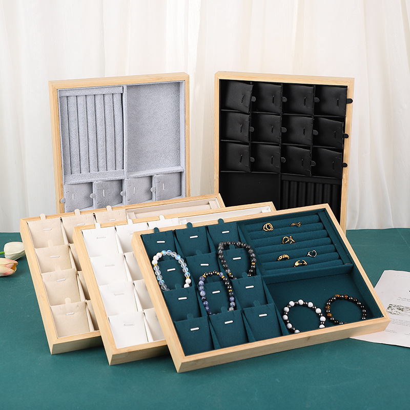 Bamboo Wood Necklace Display Plate Pendant Bracelet Bracelet Jewelry Storage Plate Ring Plate Earrings Earrings Jewelry Storage Rack