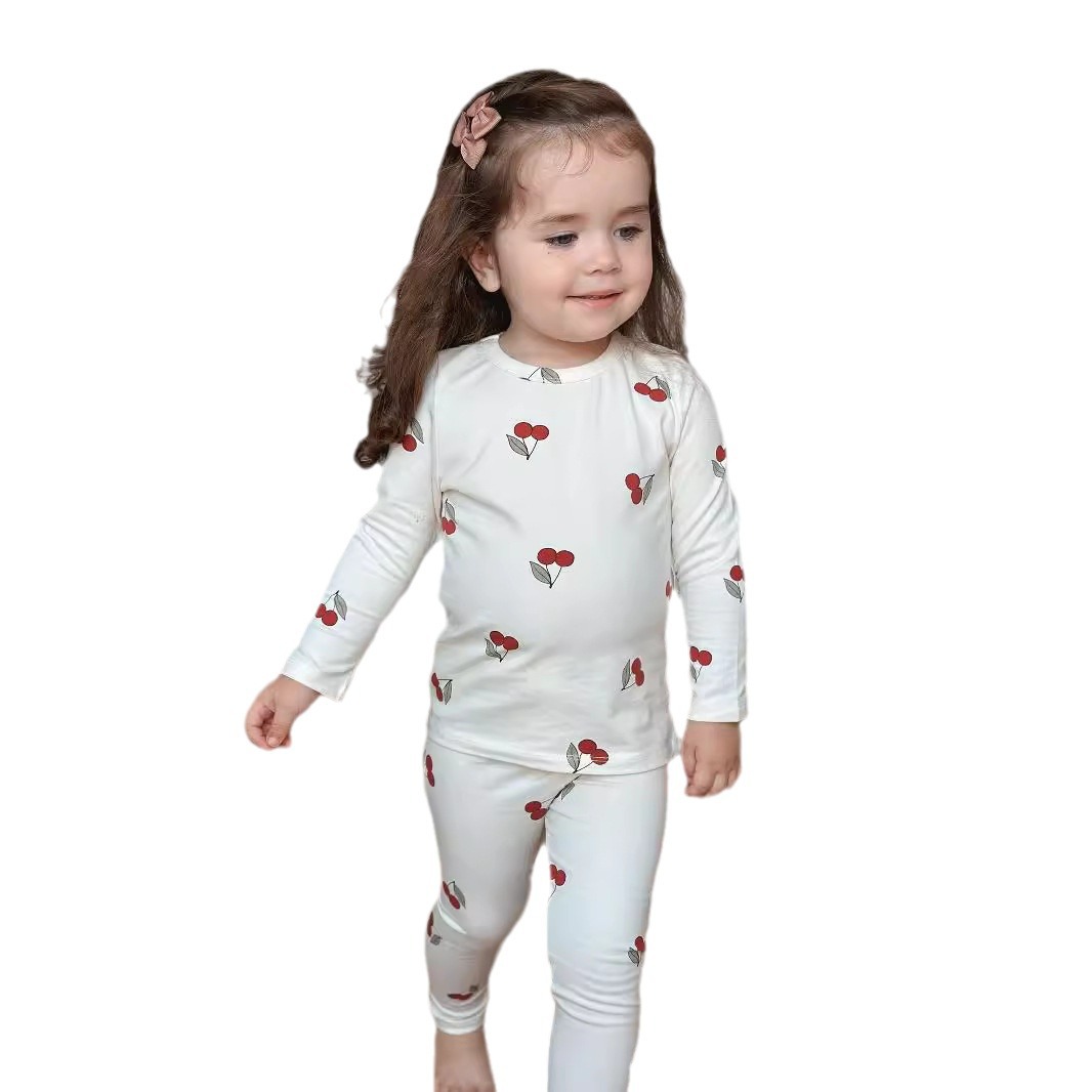 Picture of Korean Children's Summer Pajamas Autumn Clothes Home Clothes Baby Clothes Girls' Long Sleeve Baby Children's Clothing suit Pure Cotton Category A