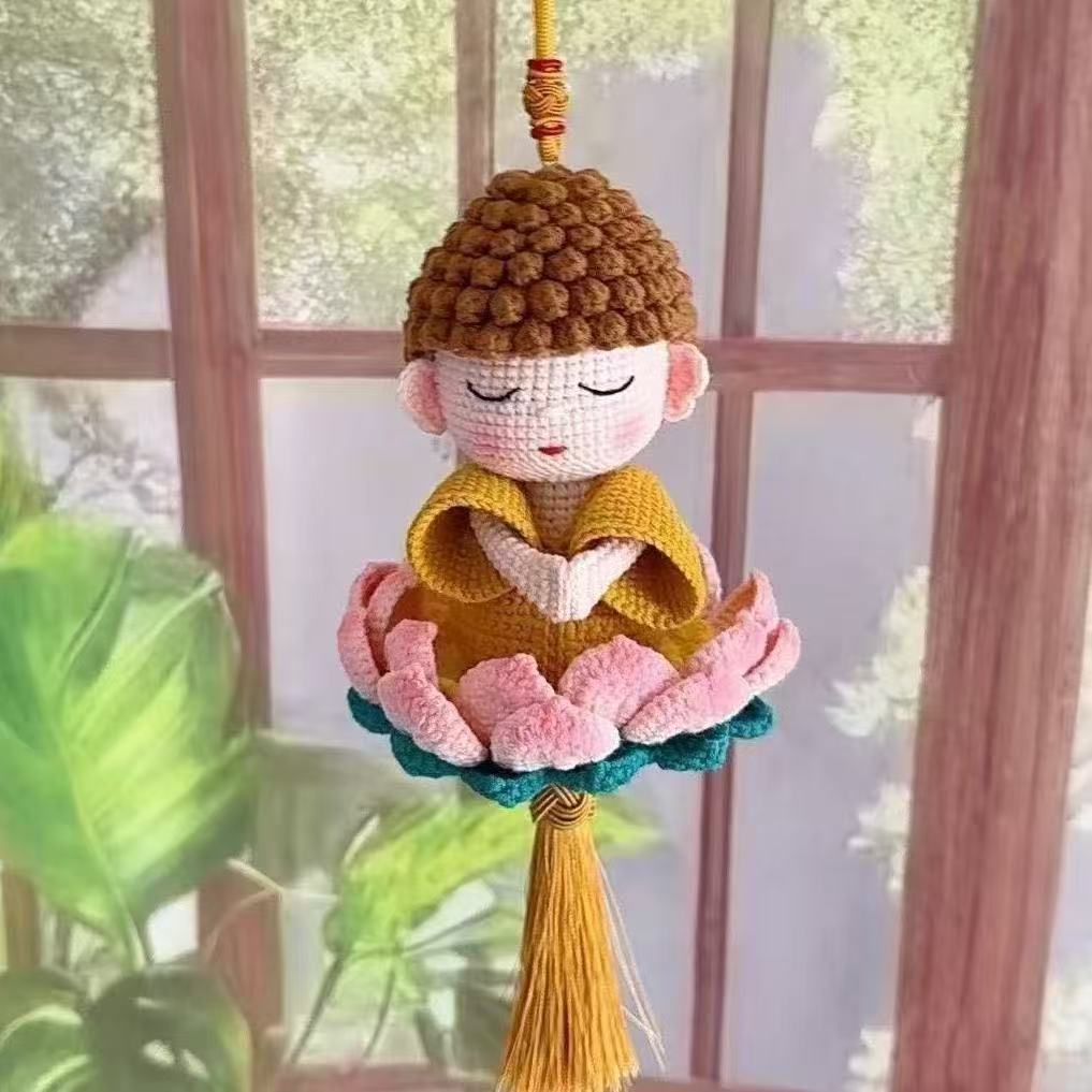 Lotus Buddha car ornaments diy wool crochet crochet material handmade homemade pendant doll gift