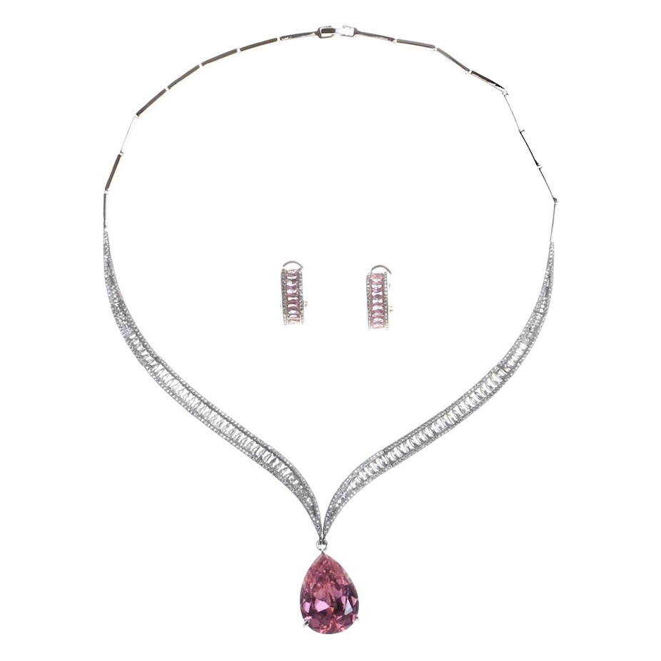 Europe and the United States cross-border water drop zircon clavicle necklace jewelry bride necklace suit luxury wedding jewelry suit generation hair