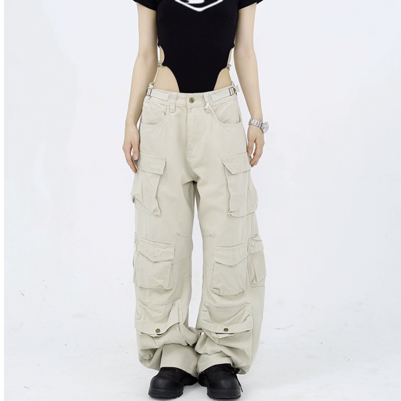 Cross-border American Retro Crowd Pants Women's Summer 2023 New High Waist Straight Small High Street Casual Wide Leg Pants
