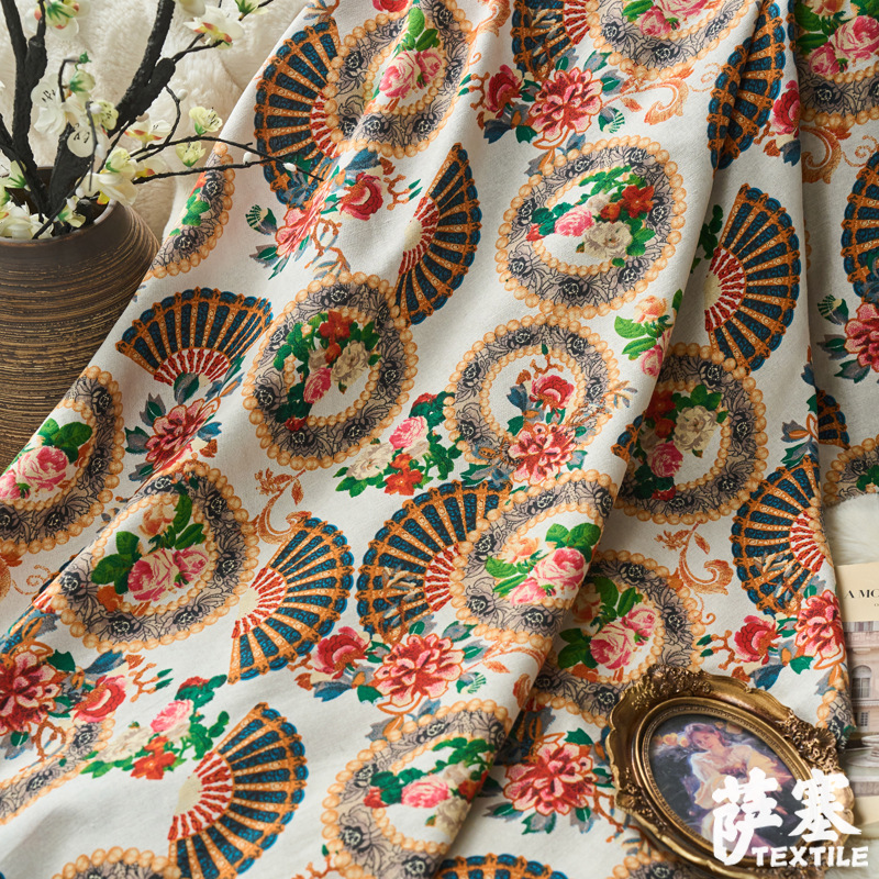Picture of Hemp Cotton Digital Printing Fabric Ethnic Style Retro Style Bohemian Fabric Hotel Pillow Bar Tablecloth