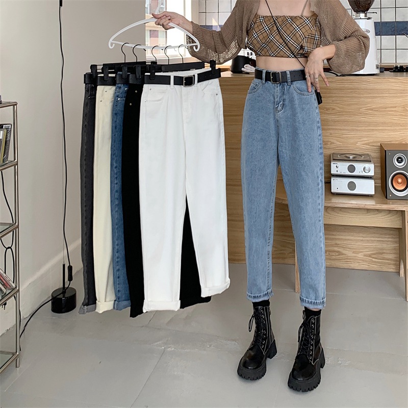 Harlan Jeans Women's Straight Loose Autumn 2021 New Arrival Cropped High Waist Retro Slimming Turnip Pants