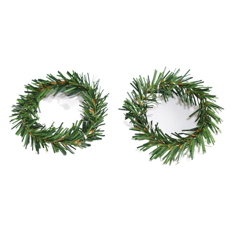 European and American Christmas Green Napkin Ring PVC Pine Needle Small Ring Low Price AliExpress Artificial Wreath Candlestick Ring Napkin Ring