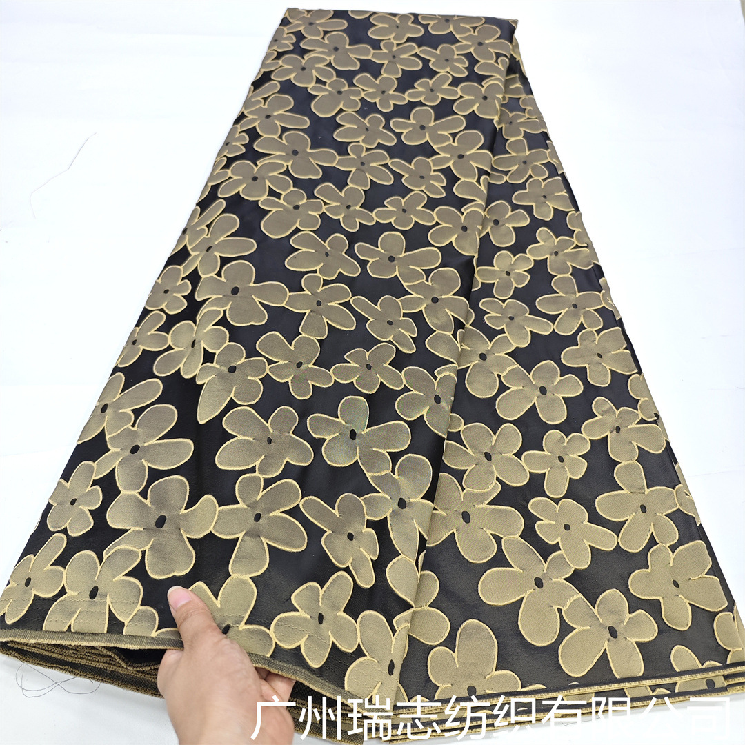 Picture of High-grade pink cute flower jacquard fabric three-dimensional gloss dress clothing handmade DIY bag fabric