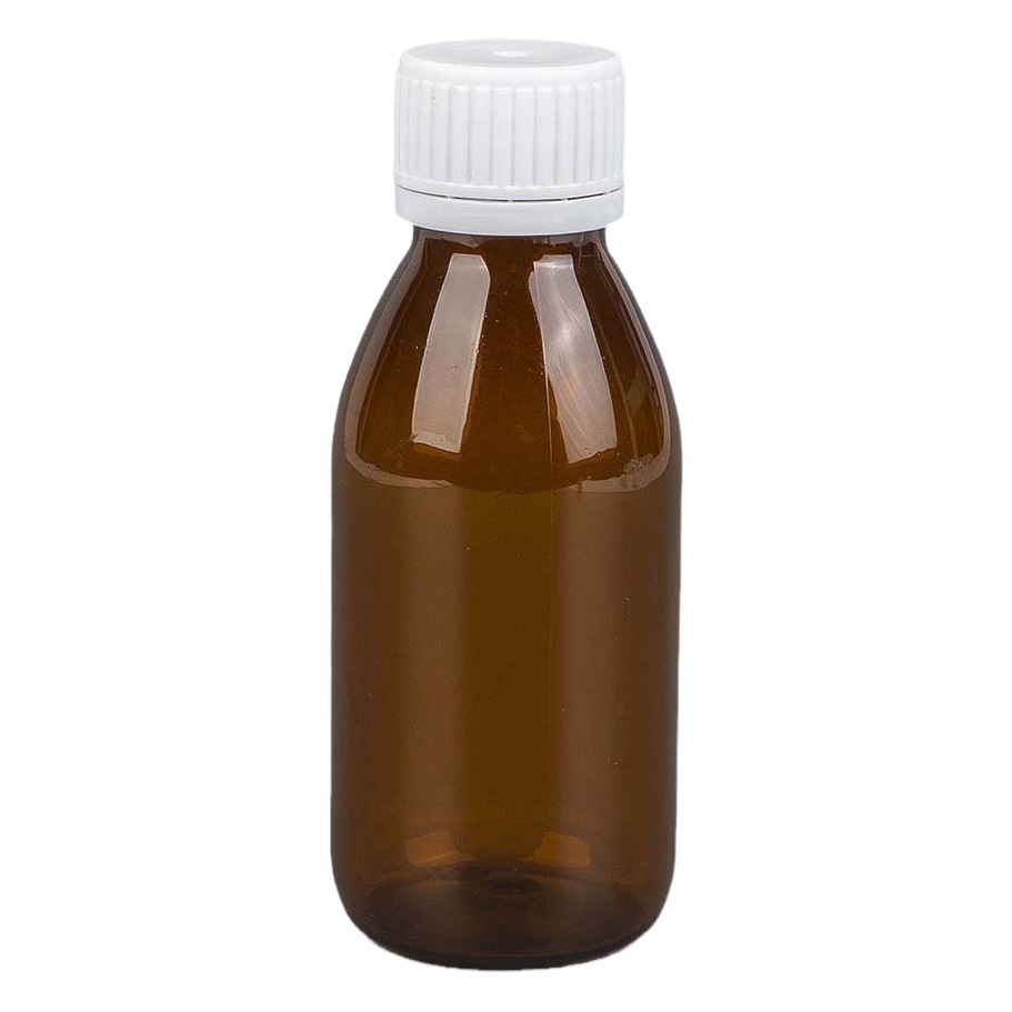 Factory direct supply 120MLPET oral liquid brown medicinal polyester bottle anti-theft cap measuring cup medicinal syrup bottle