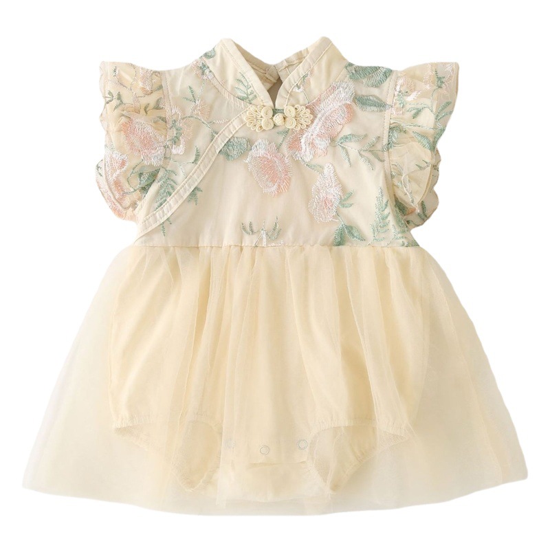 Girls' dress 2022 Autumn New jumpsuit baby girls' Chinese style hanfu dress children's romper