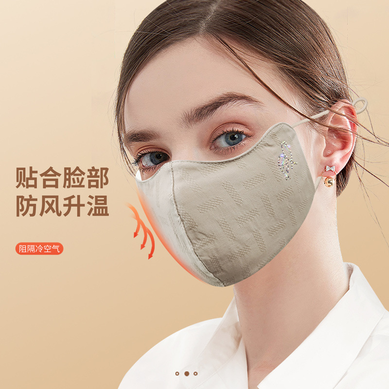 Picture of Autumn and Winter Warm Masks for Women, Eye Protection, Cycling, Dustproof, Windproof, Cold-Proof, Thickened Pure Cotton 3-Layer Cotton Cloth Masks Wholesale