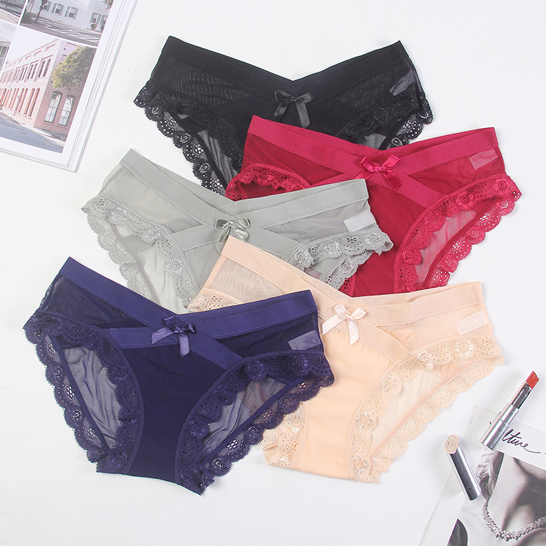 Pregnant want things into mesh sexy breathable low waist Ladies lace underwear briefs comfortable seamless pregnant women
