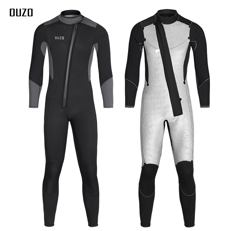 5/3mm diving suit men's super elastic padded plus velvet cold-proof warm one-piece diving suit jellyfish surfing suit winter bathing suit