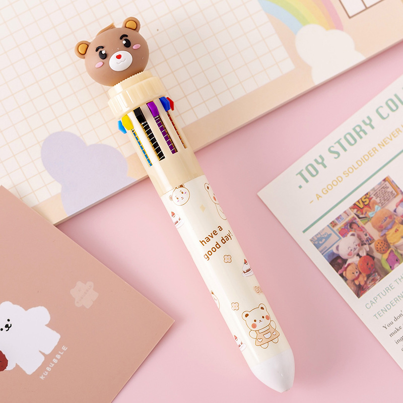 Picture of Ten-color ballpoint pen cartoon milk fat cute bear creative multi-color hand account pen pressing color pen multi-color pen