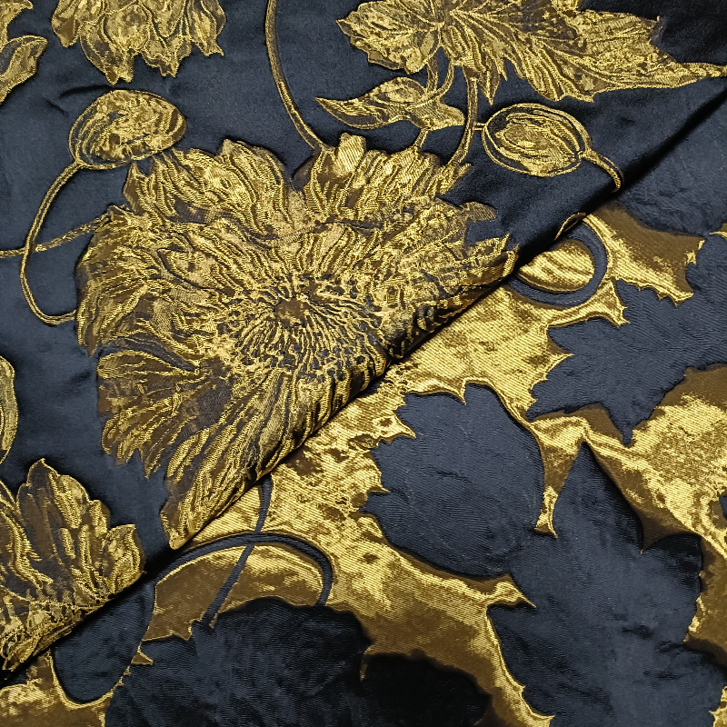 Picture of Concave-convex relief large flower jacquard fabric three-dimensional texture exquisite bright silk dark pattern flower decorative clothing fabric