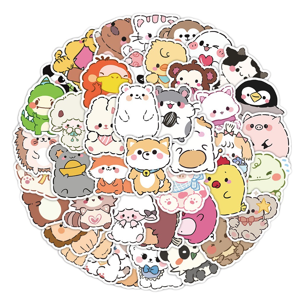 60 new original cute cartoon small animal children reward stickers decorative water Cup guitar waterproof stickers