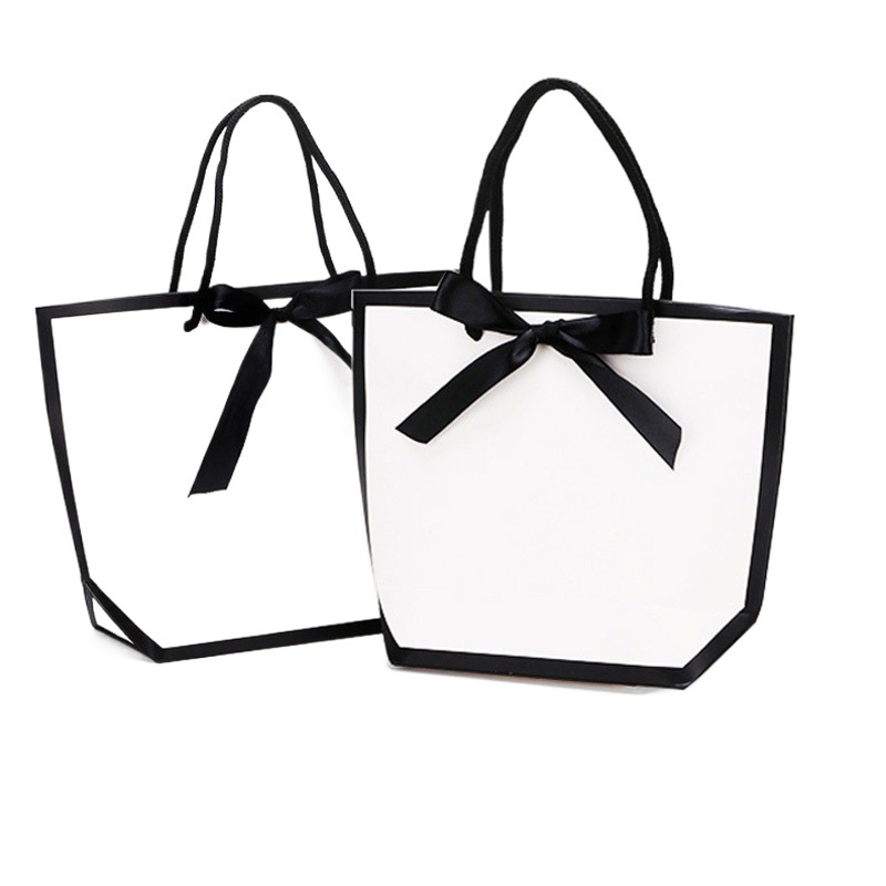 Clothing store handbag gift packaging bag spot simple ins solid color shopping bag pink high-grade paper bag