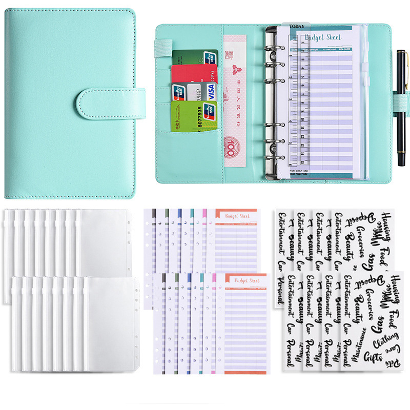 Picture of A6 Binder Cross-Border Creative Notebook Wholesale Zipper Bag Macaron Pu Leather Cash Budget Notebook