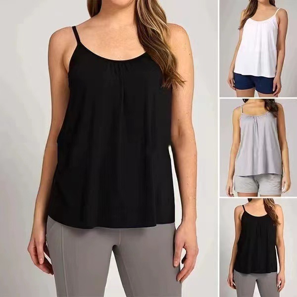 Cross-border Camisole plus size Underwear Yoga Exercise T Women's Belt Chest Pad No Steel Ring Cup Integrated Outer Wear Base