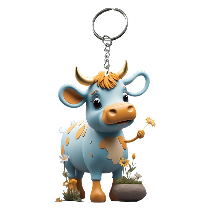 Cross-border new independent station creative cute cartoon yak pendant Highland cattle series keychain backpack ornaments
