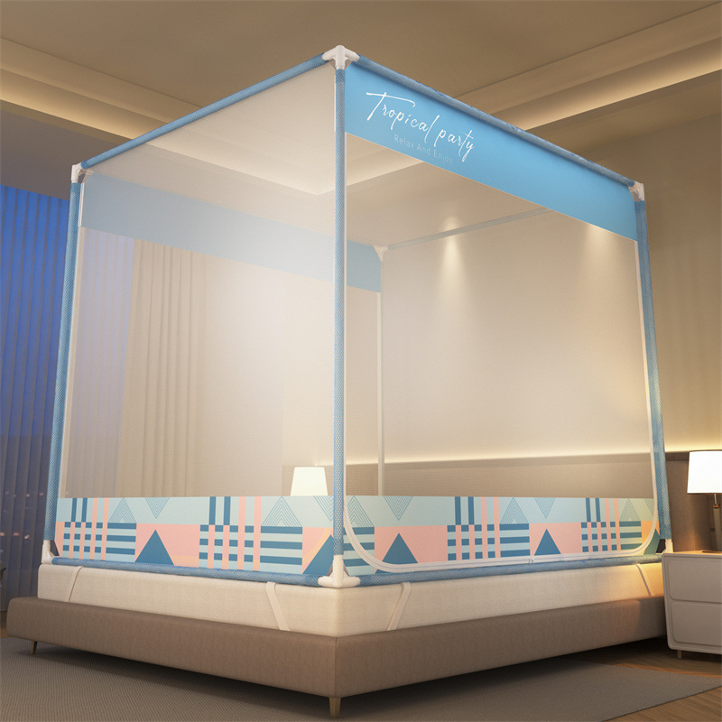 Picture of Class A Mosquito Net Household Bedroom Three-door New Bracket Tattoo Children's Anti-fall Anti-drop Bed Fully Surrounded Bottomless 1.8