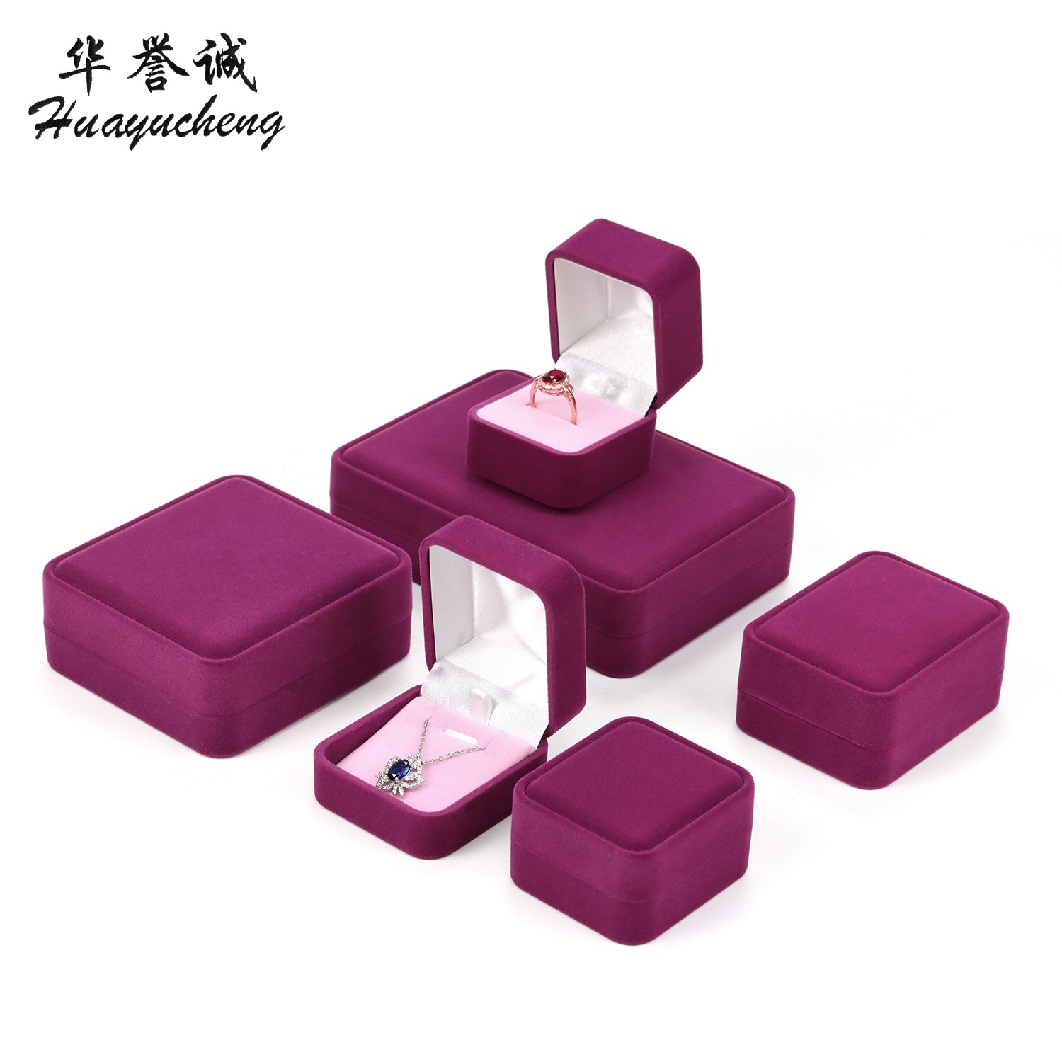 Romantic flannel jewelry box series jewelry box square high-end jewelry packaging box variety personalized jewelry box