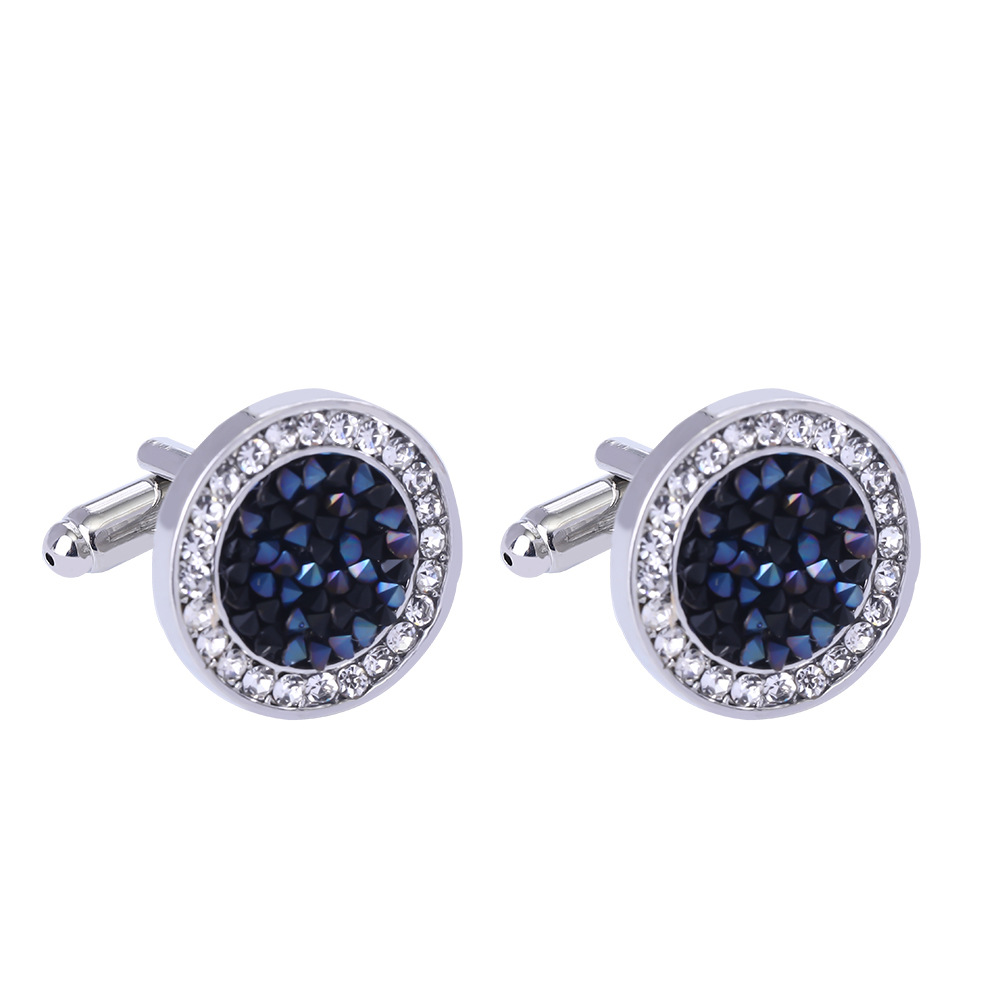 temu new European and American hot sale creative round diamond crystal agate cufflinks French shirt cufflinks cufflink