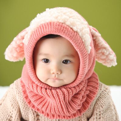 Korean Style Winter Puppy-Shaped One-Piece Hat Woolen Baby Cloak Warm Shawl Korean Style Scarf Wholesale Cute