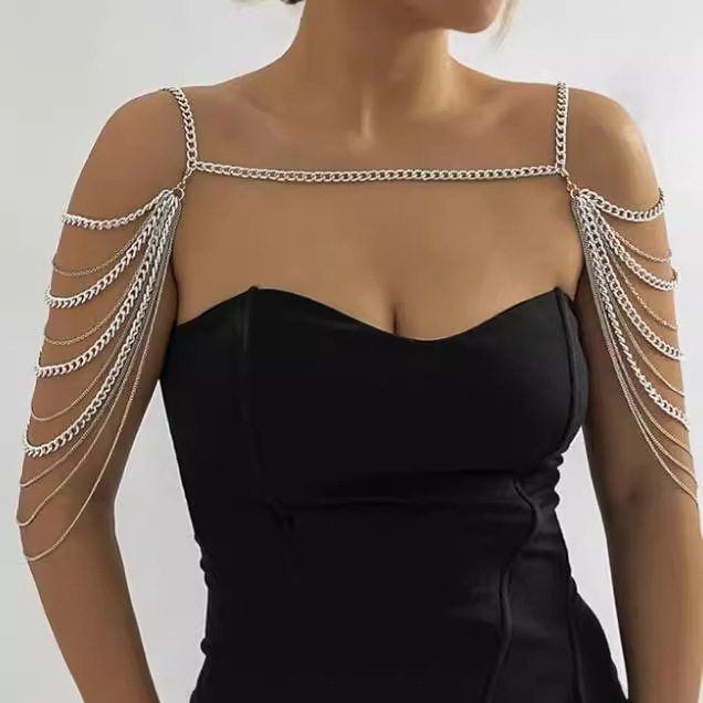 LH4705 European and American Necklace Jewelry Sexy Multi-layer Metal Tassel Shawl Street Shooting Nightclub Women's Shoulder Chain Body Chain